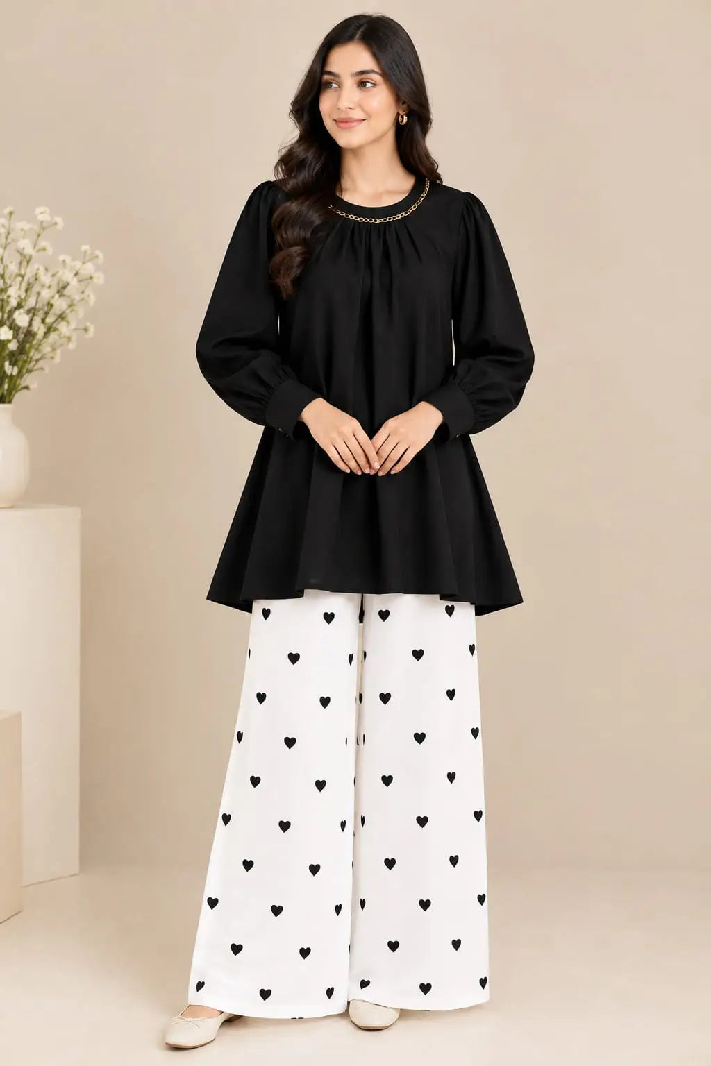2 Pcs Women's Stitched Grip Plain Co-Ord Set