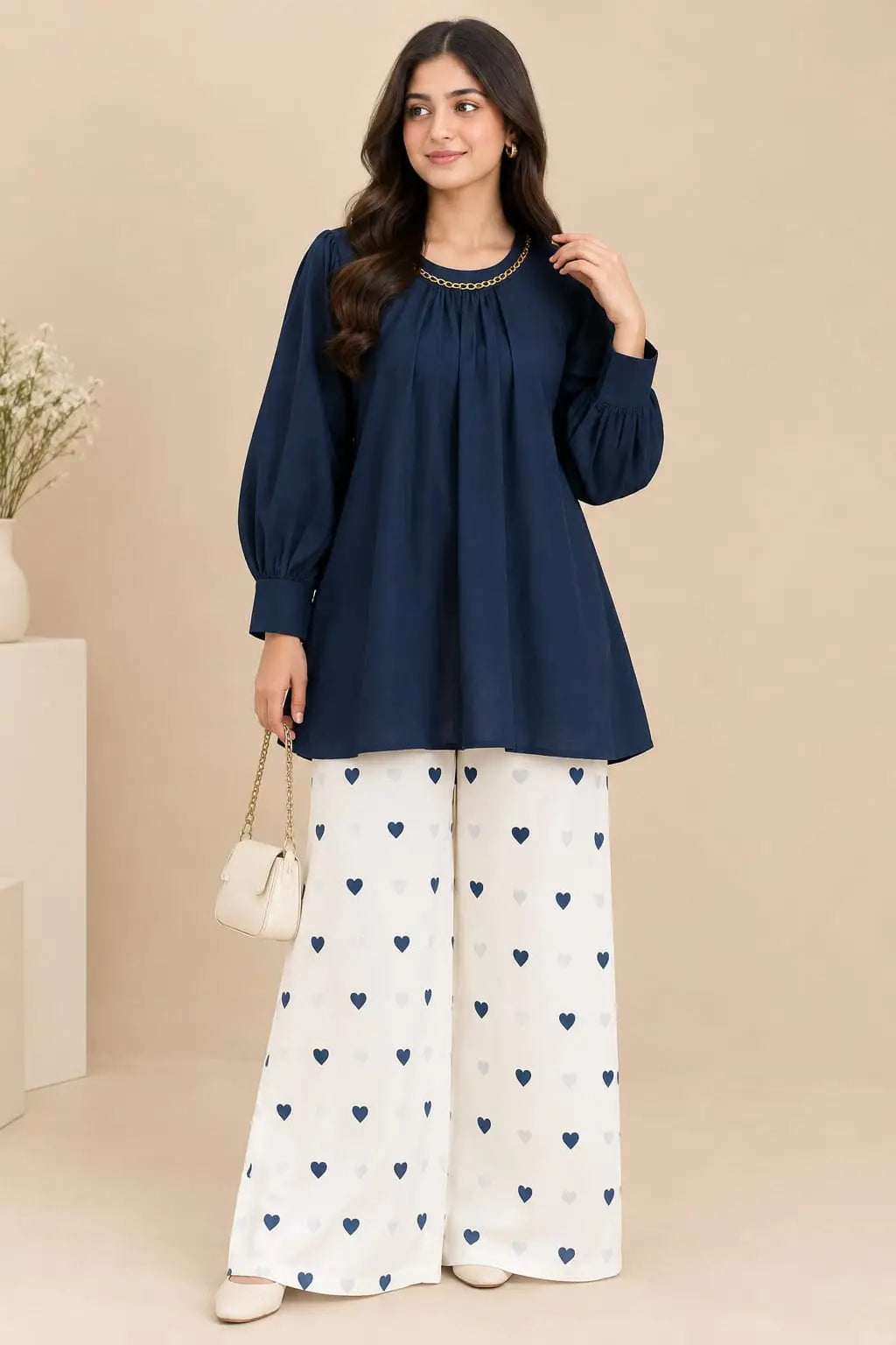 2 Pcs Women's Stitched Grip Plain Co-Ord Set