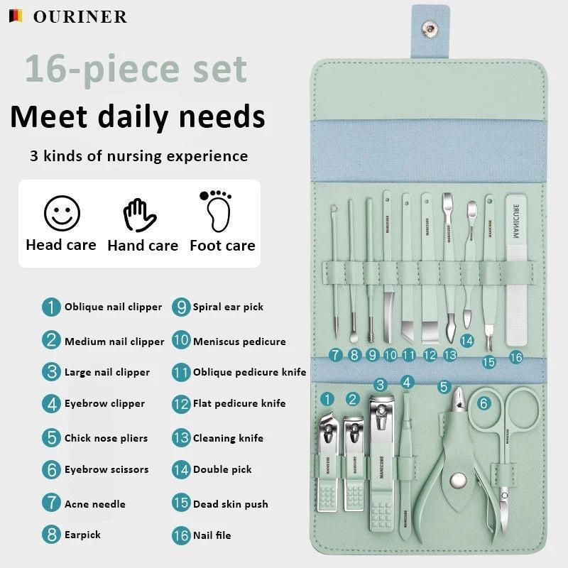 Stainless Steel Mani Pedi Kit Multicolor