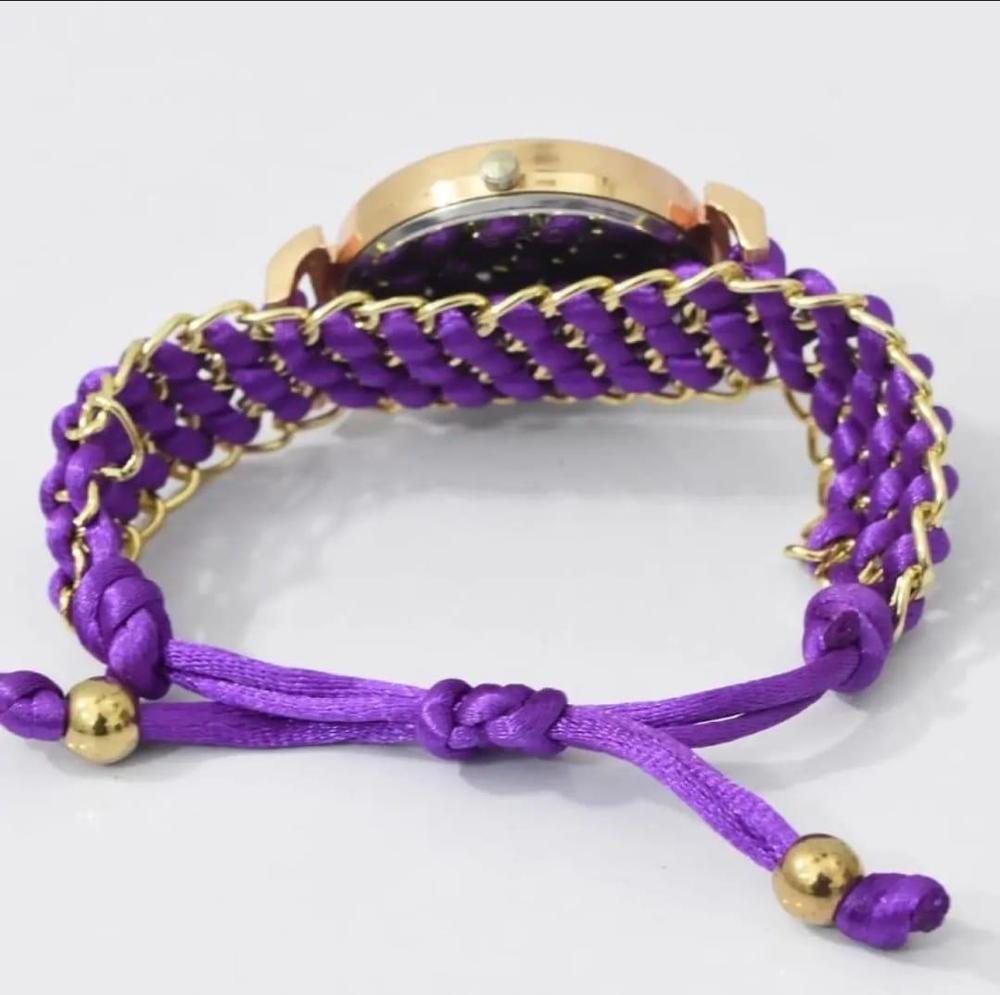 Women Purple Heart Dial Bracelet Watch