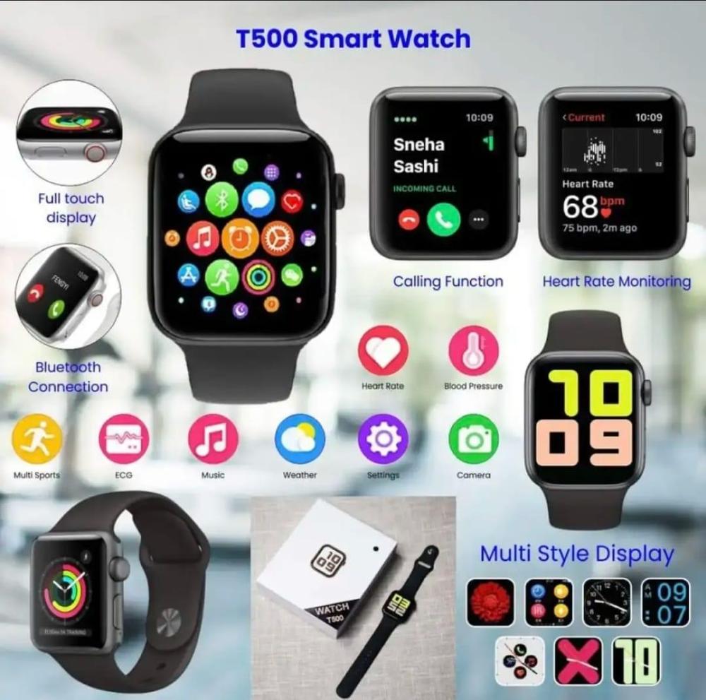 Smartwatch T500 Bluetooth with 2.5D Glass & Silicone Strap