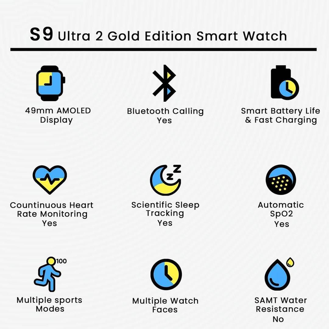 Health Smart Watch Gold Orange Bluetooth 5.3