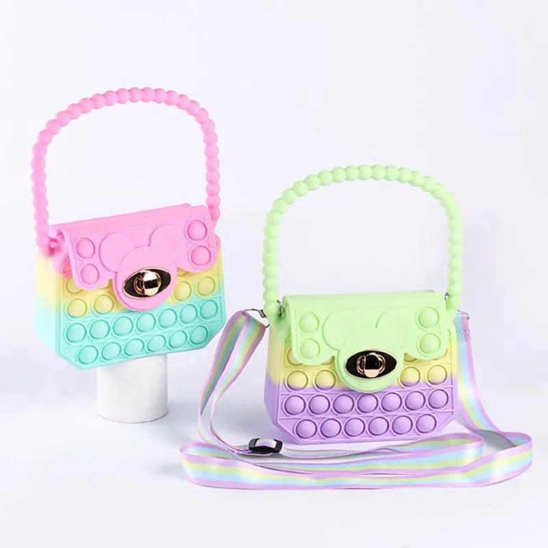 Rainbow Pop-it Saddle Crossbody Bag for Girls
