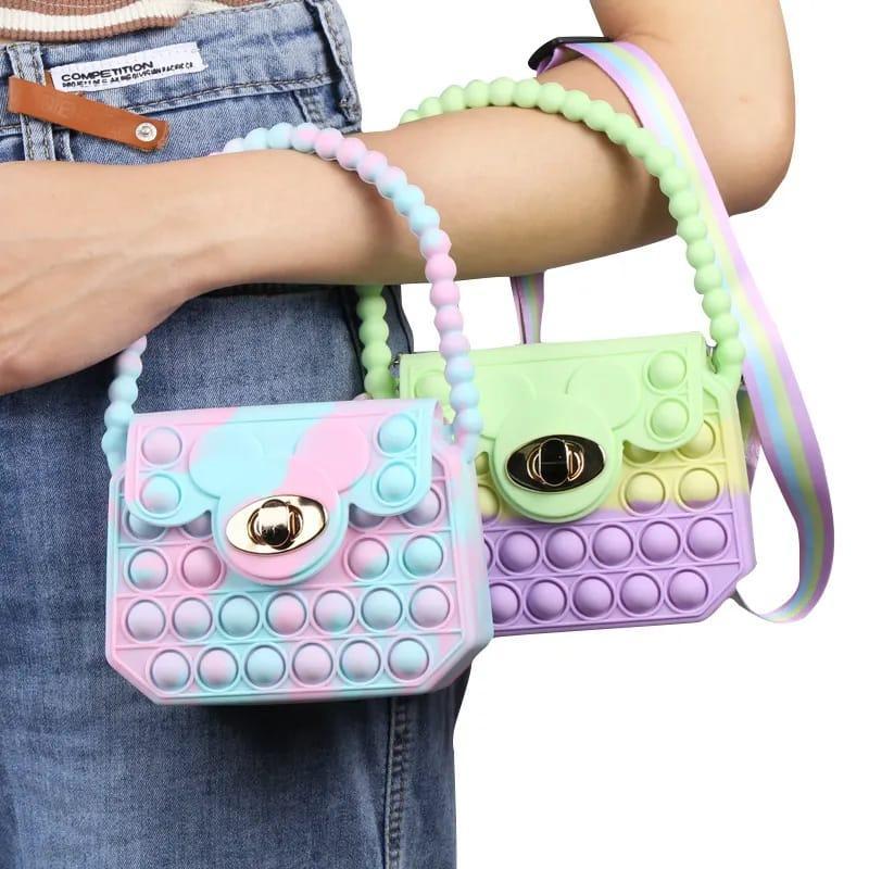 Rainbow Pop-it Saddle Crossbody Bag for Girls