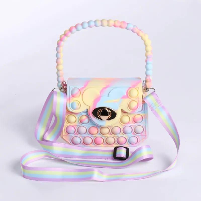 Rainbow Pop-it Saddle Crossbody Bag for Girls