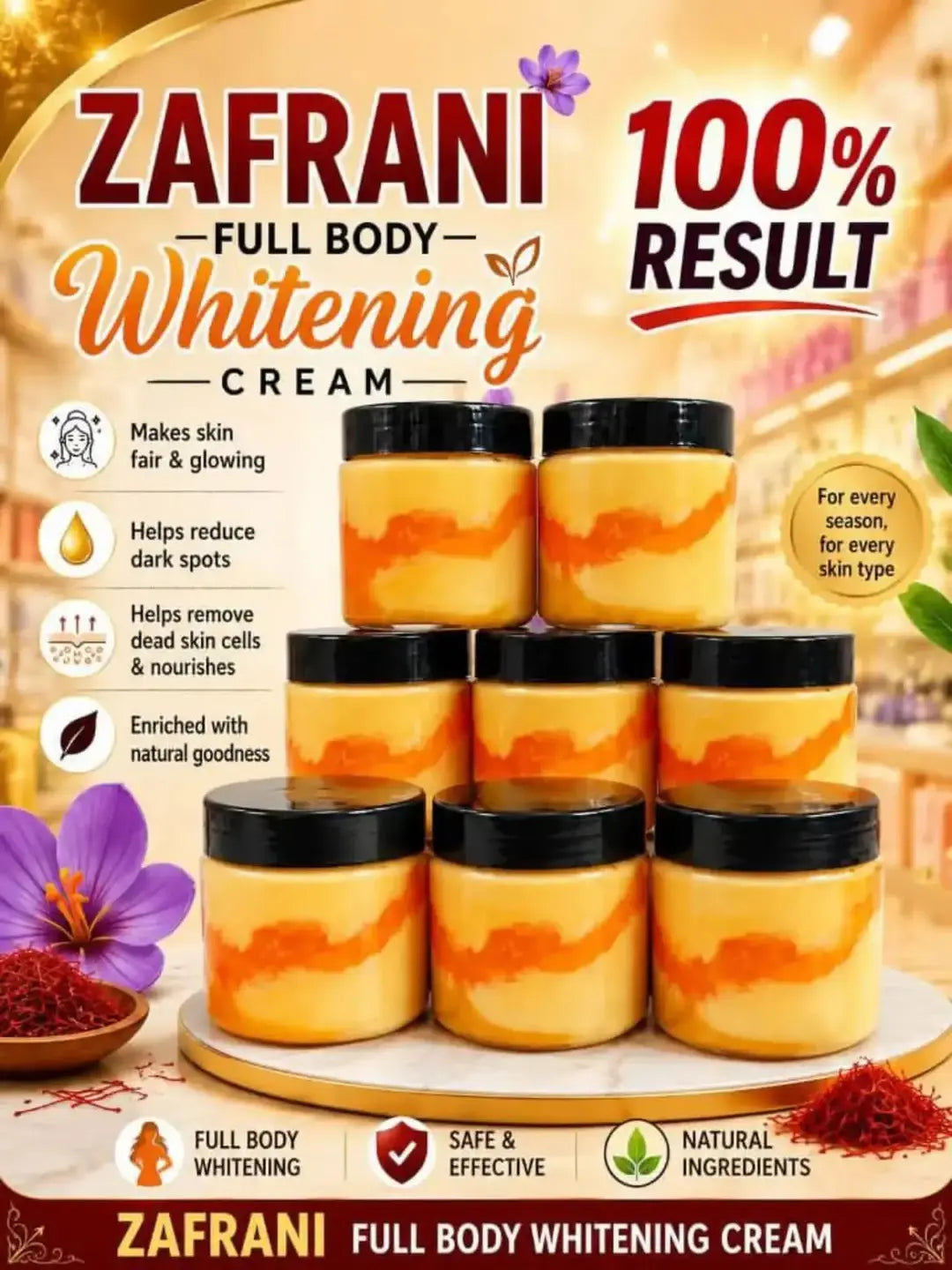 Zafrani Whitening Cream With Serum, 500 g Jar, 1 Pc