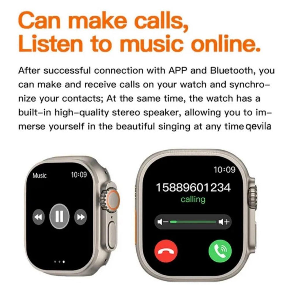 T10 Ultra 2 Smart Watch Orange Silicone Bluetooth 5 Fitness Tracker