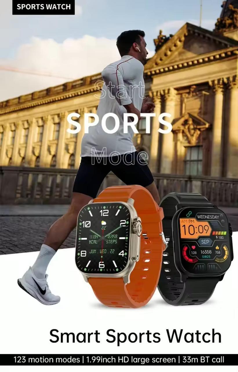 T10 Ultra 2 Smart Watch Orange Silicone Bluetooth 5 Fitness Tracker