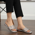 Silver Gemstone Women's Fancy Slides Size 36-41