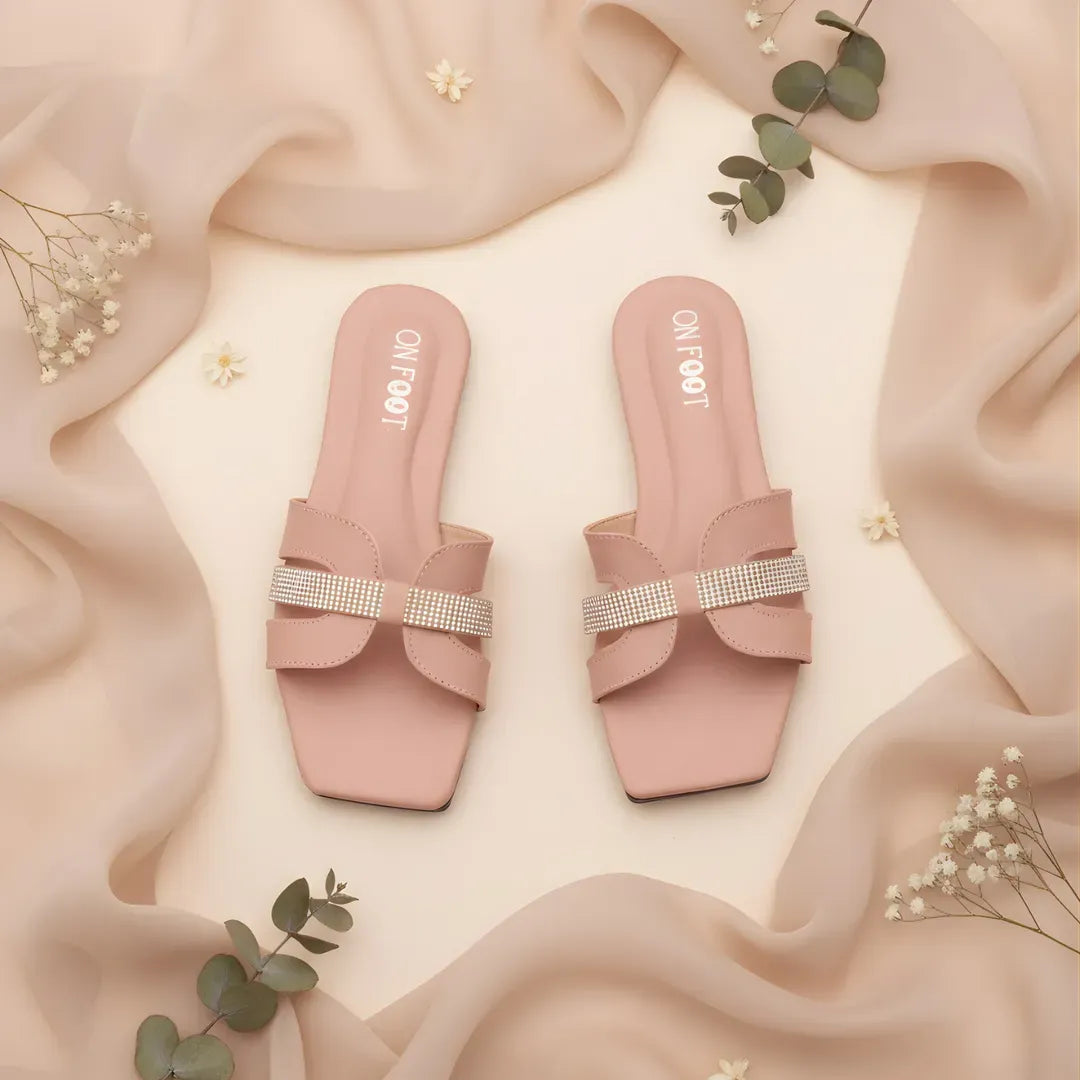 Pink Crystal Glide Sandals for Women