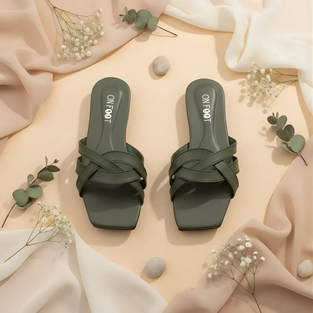 Twinkle Steps - 027 - Green Cross Strap Sandals for Women