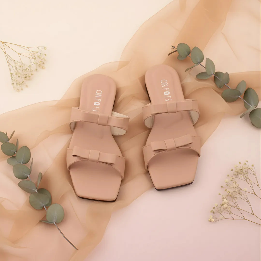 Pink Bowtie Sandals for Women Comfortable Heels