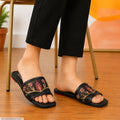 Celeste Embroidered Black Women's Casual Formal Sliders