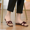 Maroon Grace Knot Women's Flat Sandals Size 36-41