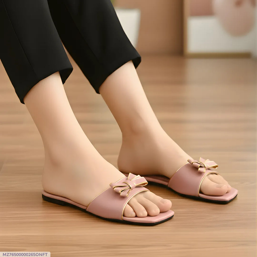 Women's Pink Bow Flat Sandals Size 36-41