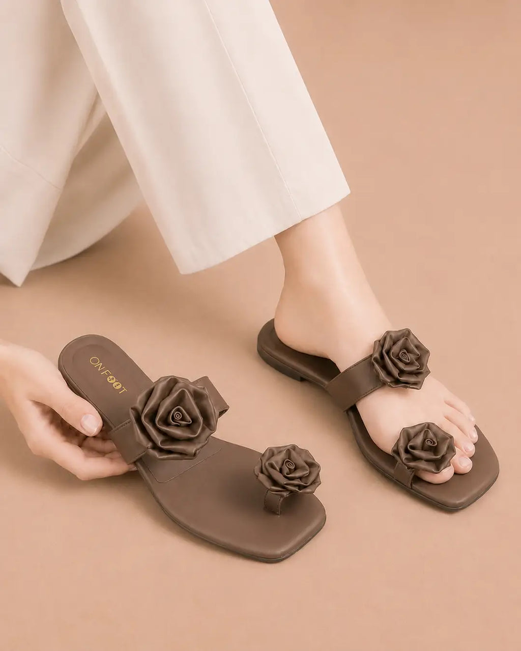 Floral Toe Ring Flat - 078 - Mustard