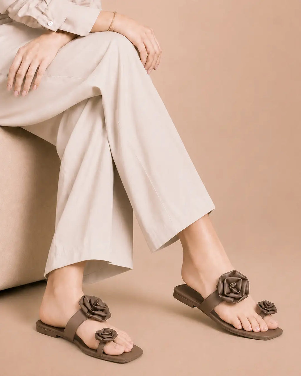 Floral Toe Ring Flat - 078 - Mustard