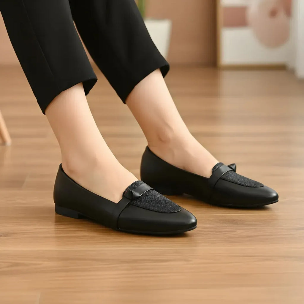 Black Slip-On Flat Loafers for Women
