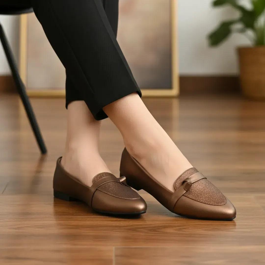 Brown Leather Loafers for Women, Classic Design, Comfortable Walk