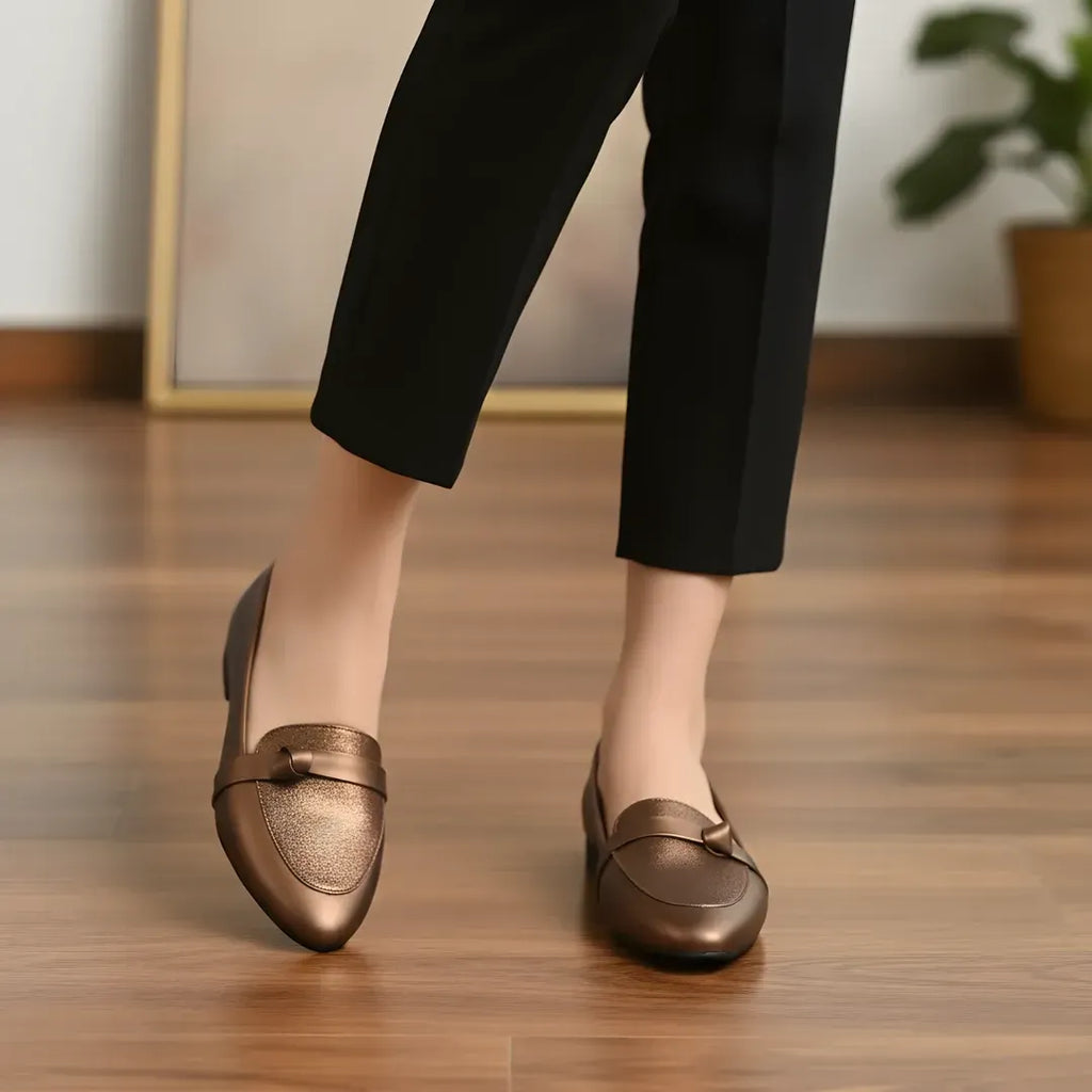 Brown Leather Loafers for Women, Classic Design, Comfortable Walk