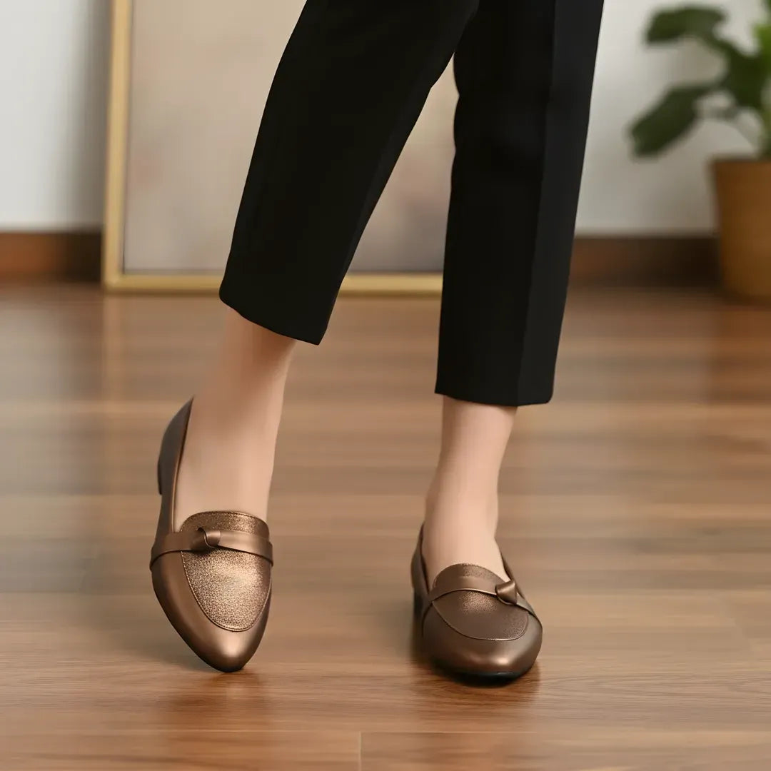 Brown Leather Loafers for Women, Classic Design, Comfortable Walk