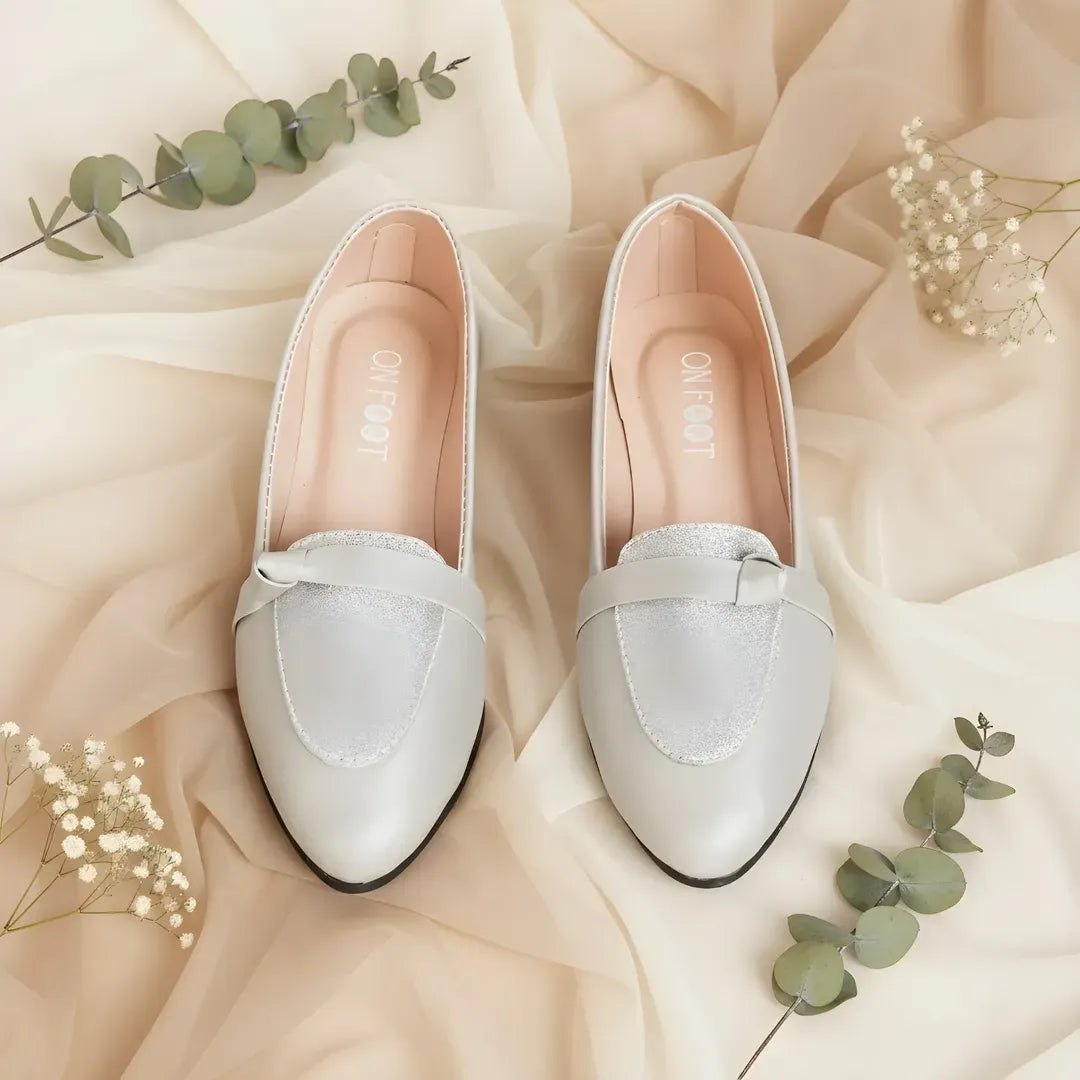 Silver Women's Loafers with Flat sole