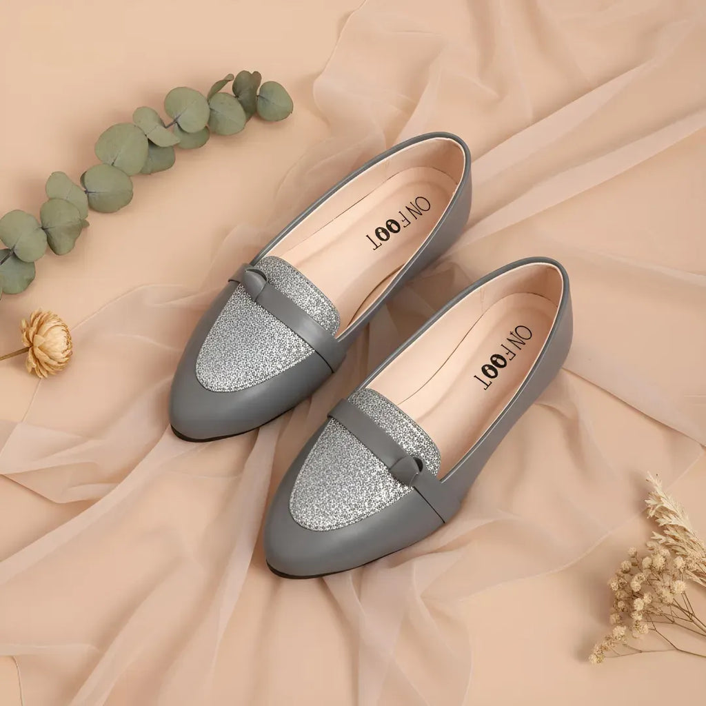 Grey Women's Slip-On Loafers with Strap