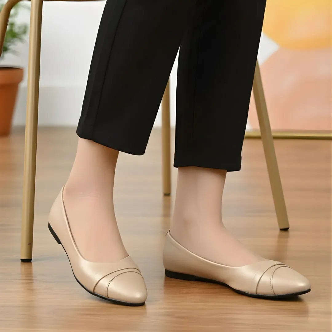 Golden Flat Heels for Women Elegant Office Wear