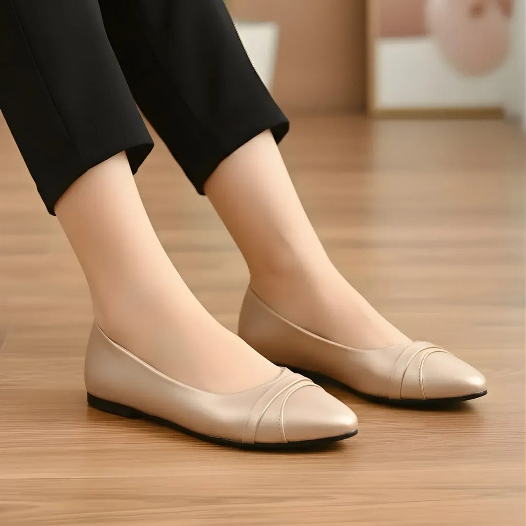 Golden Flat Heels for Women Elegant Office Wear