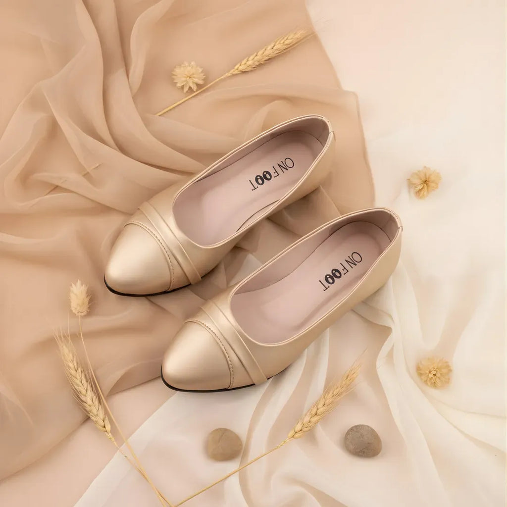 Golden Flat Heels for Women Elegant Office Wear
