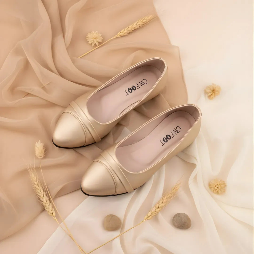 Golden Flat Heels for Women Elegant Office Wear