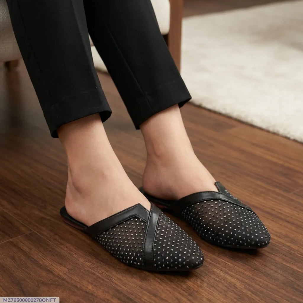 Women's Black Mesh Point Pumps 36-41