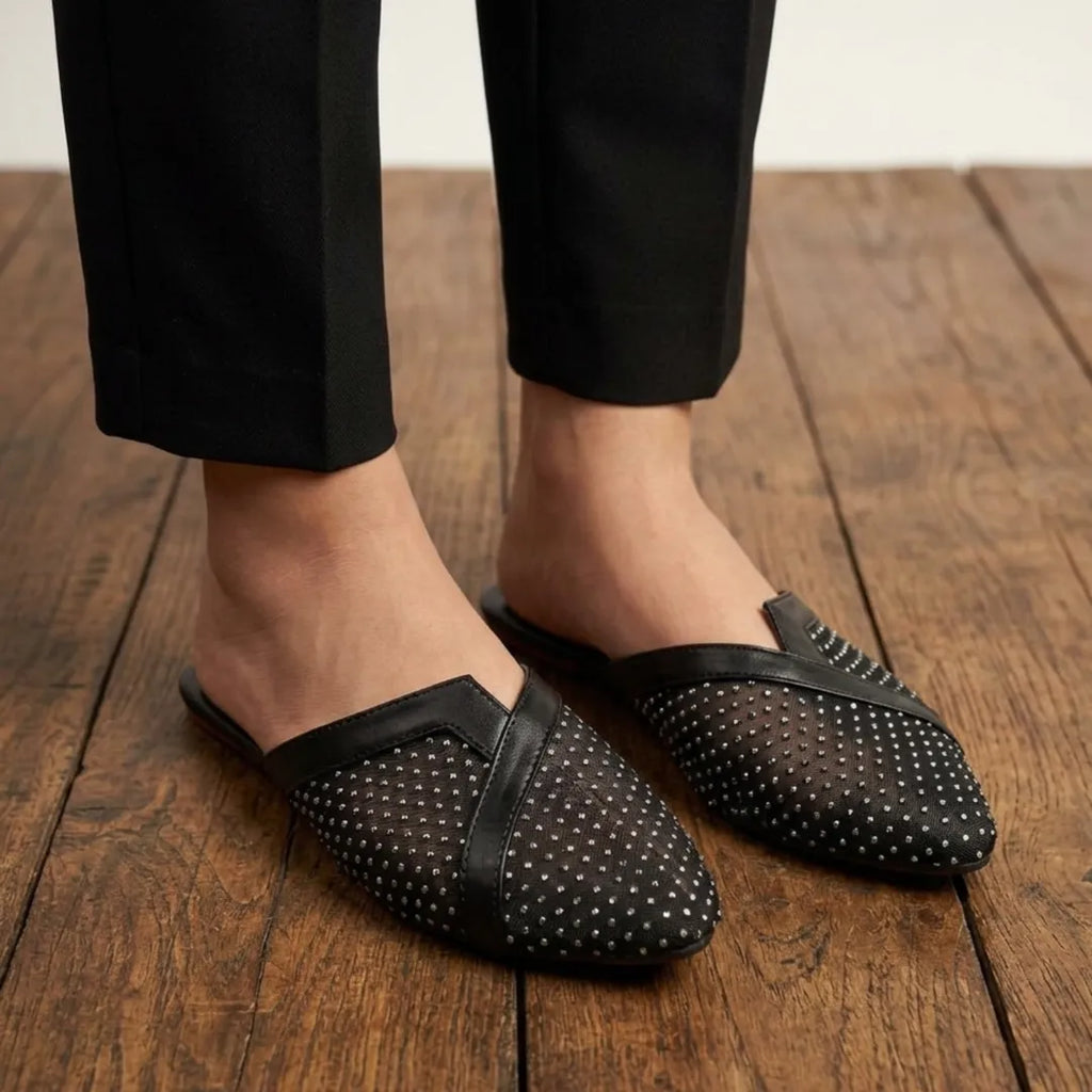 Women's Black Mesh Point Pumps 36-41