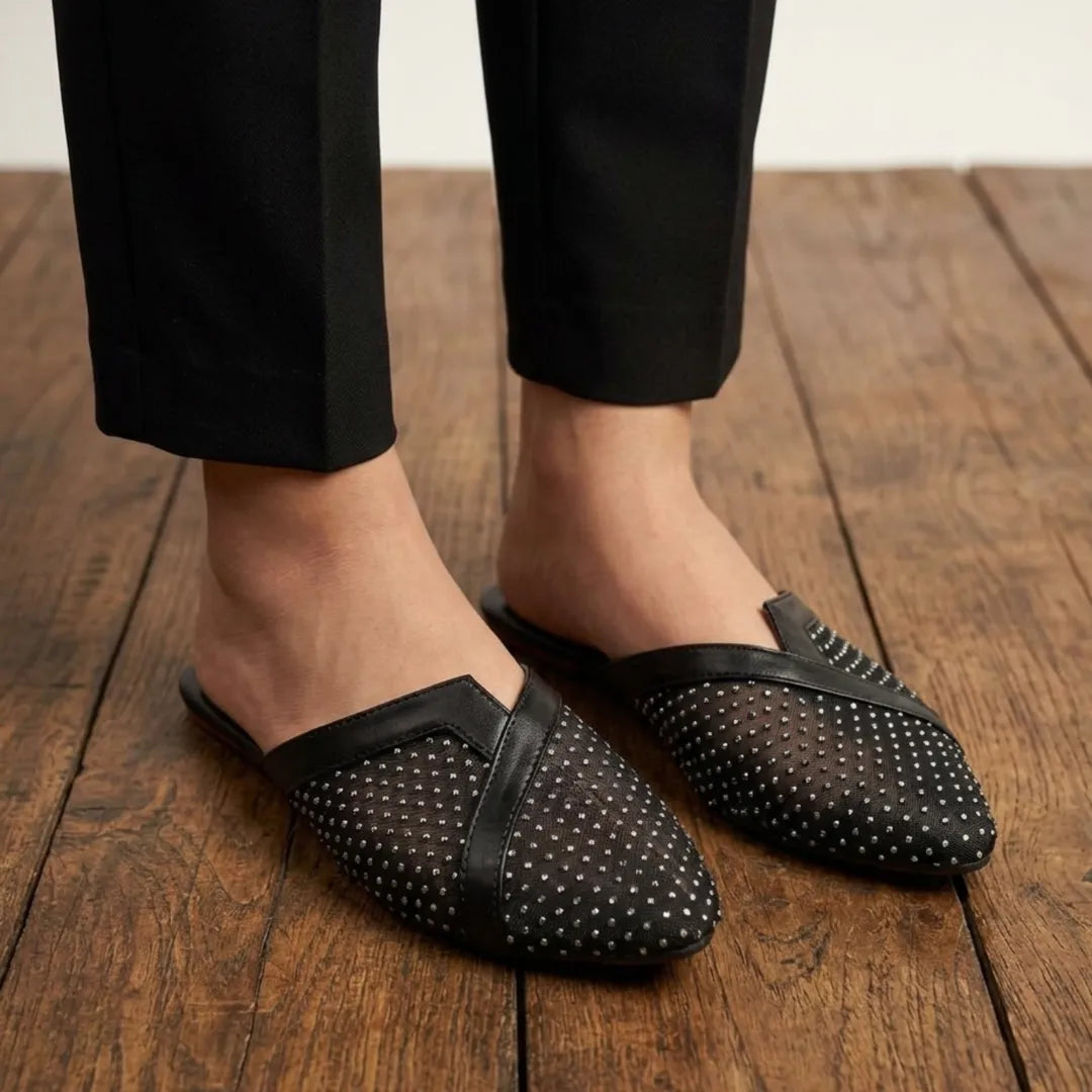 Women's Black Mesh Point Pumps 36-41