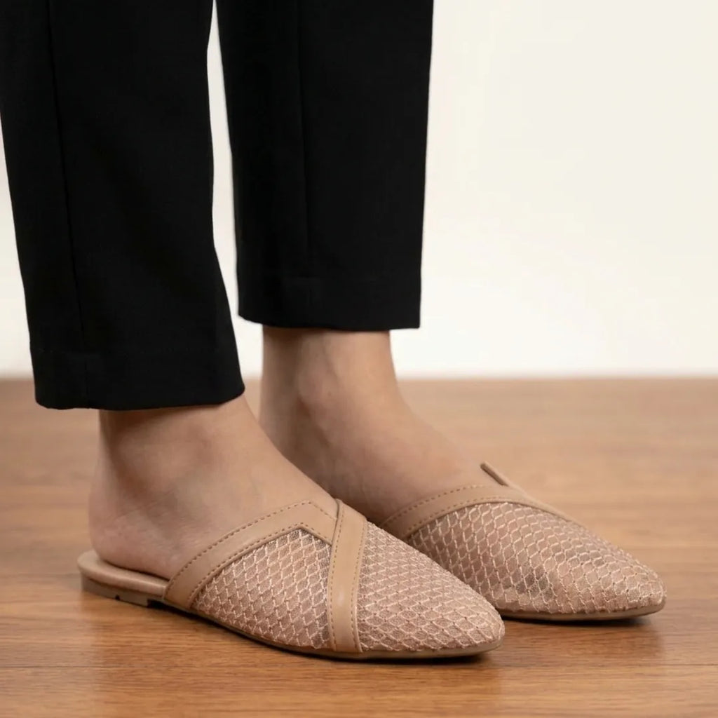 Peach Mesh Point Pumps for Women - Formal Casual Wear