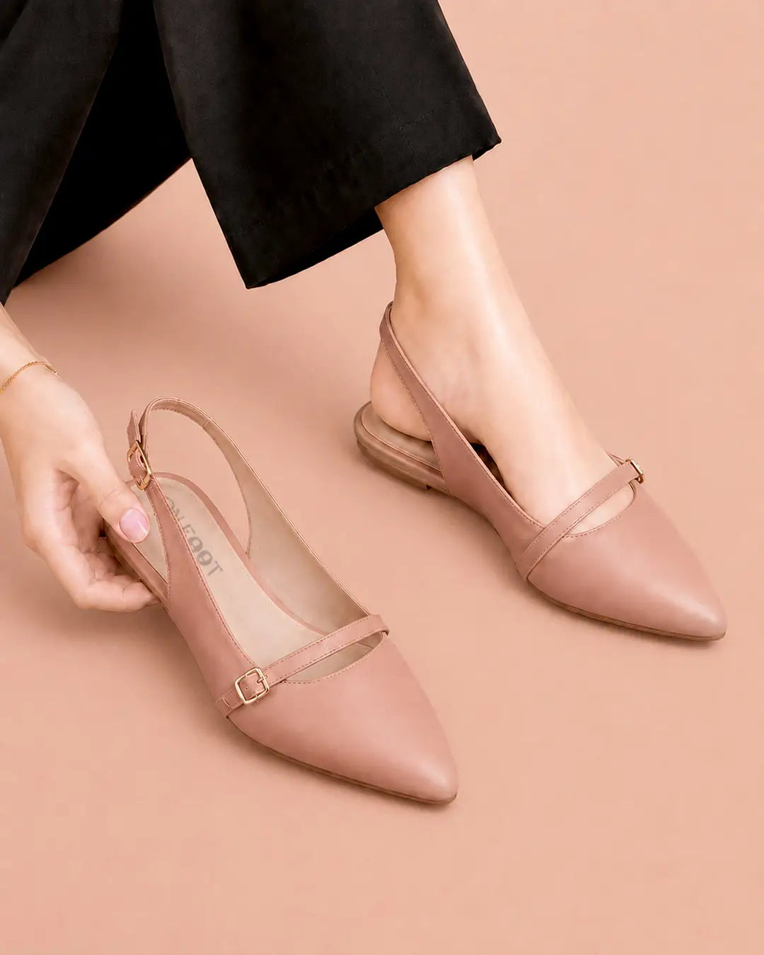 Elegant Slingback Pointed Toe Flats - 075 - Pink