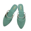 Women's Mint Green Rexine Flat Shoes with Zipper Detail