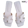 White Rexine H-Strap Slippers Size 6-11