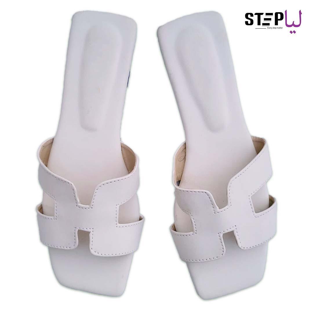 White Rexine H-Strap Slippers Size 6-11