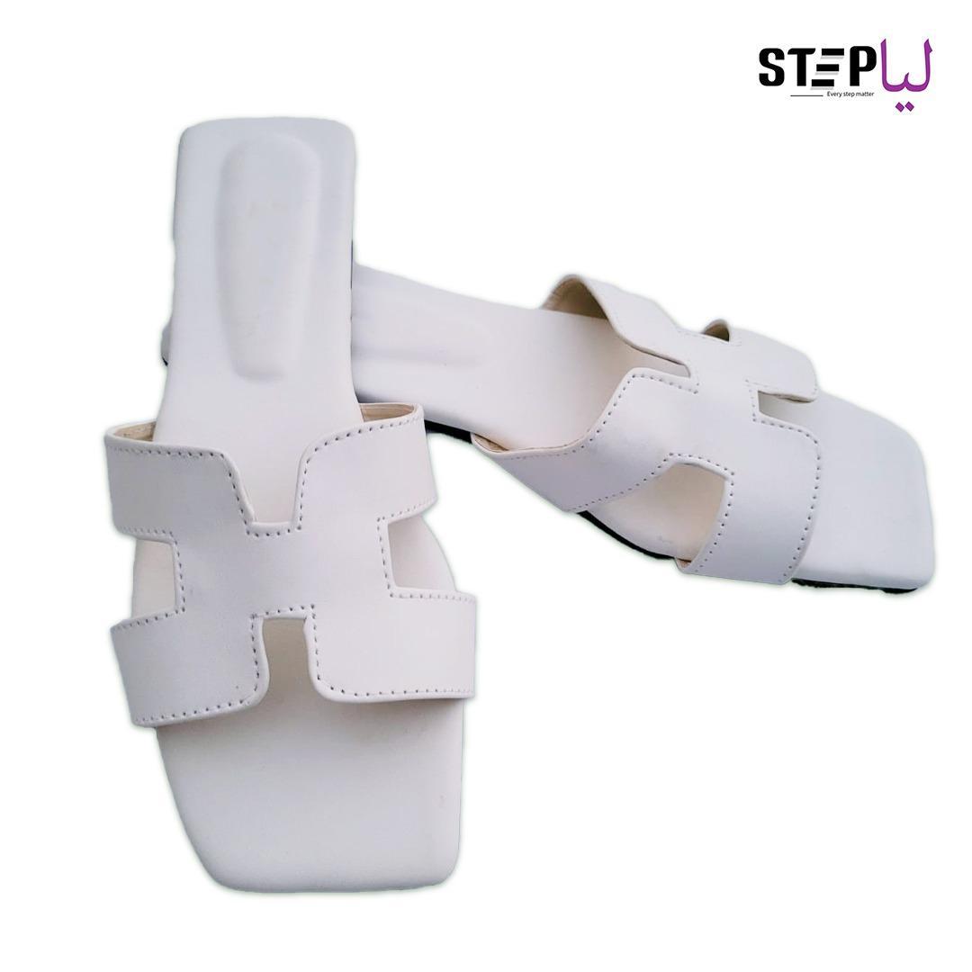 White Rexine H-Strap Slippers Size 6-11