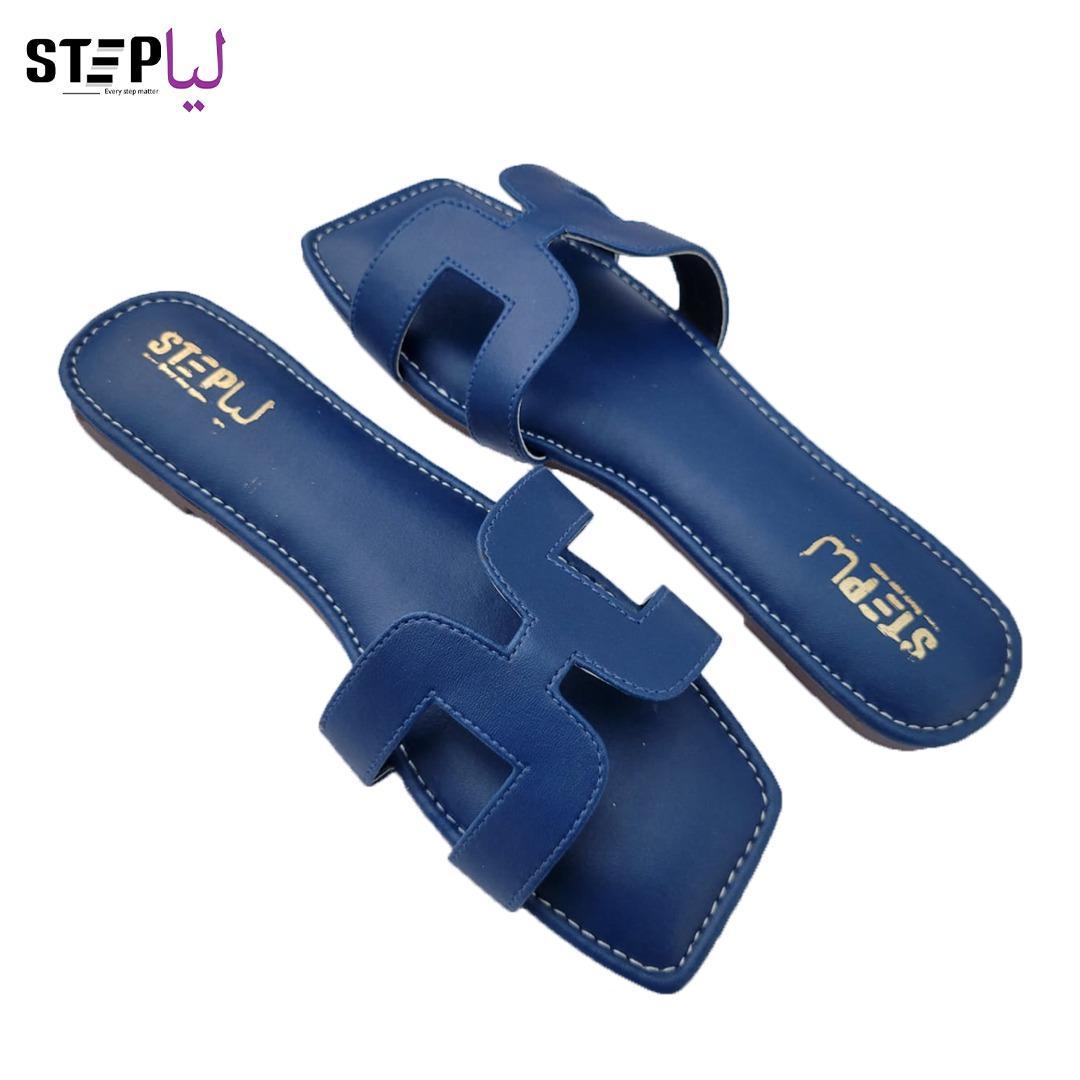 Blue Rexine Flat Sandals H-Strap Size 6-11