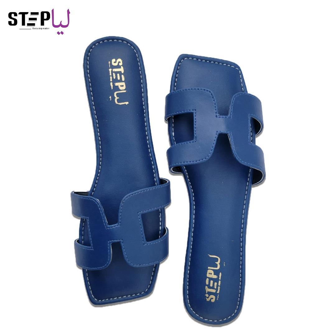 Blue Rexine Flat Sandals H-Strap Size 6-11