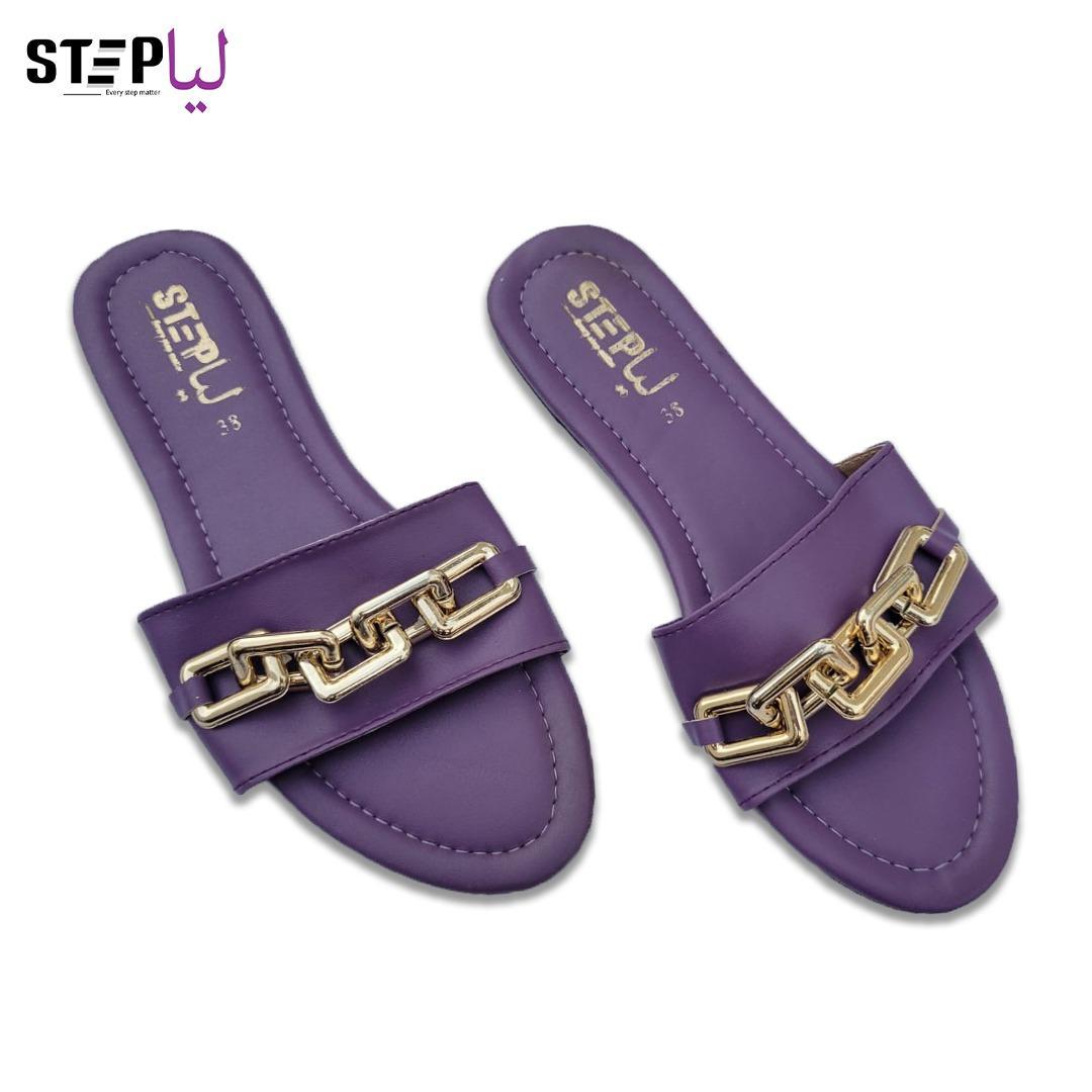 Purple Chain Women's Rexine Slides Size 6-11