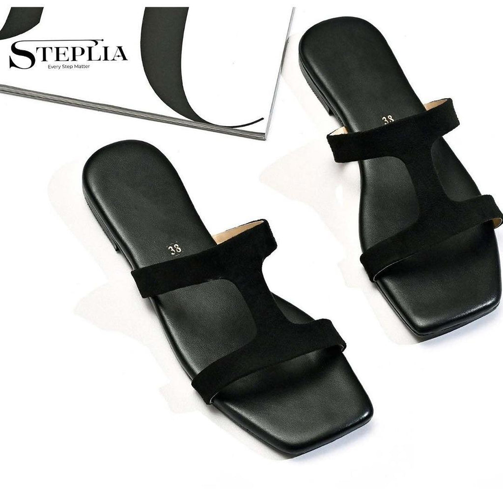 Women's Black Leather Flat Flats Casual Wear Pakistan
