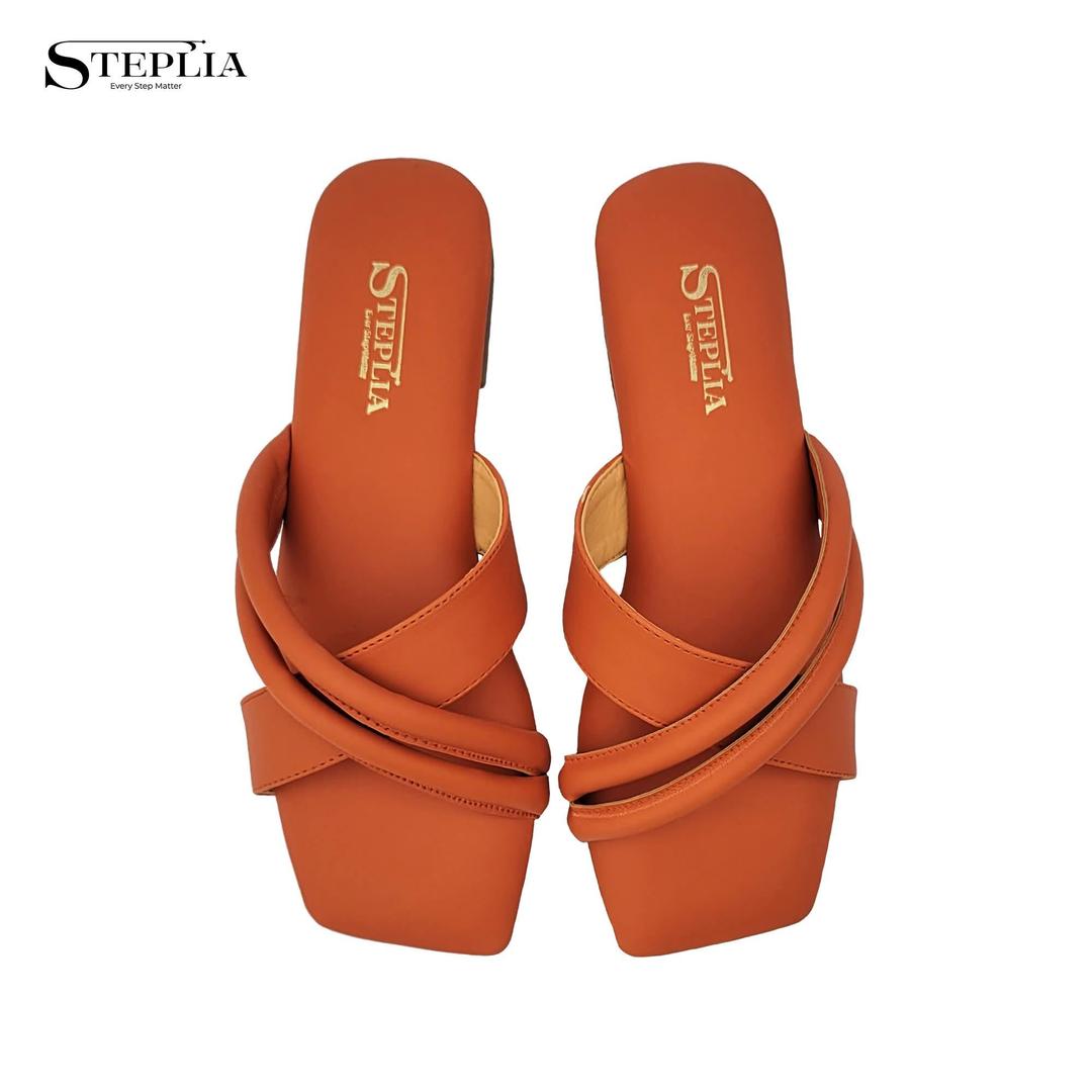 Women's Orange Leather Casual Flats Size 6-11