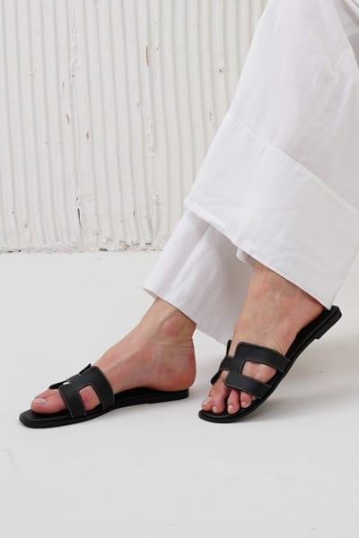 Women's Black Leather Casual Flats Size 6-11
