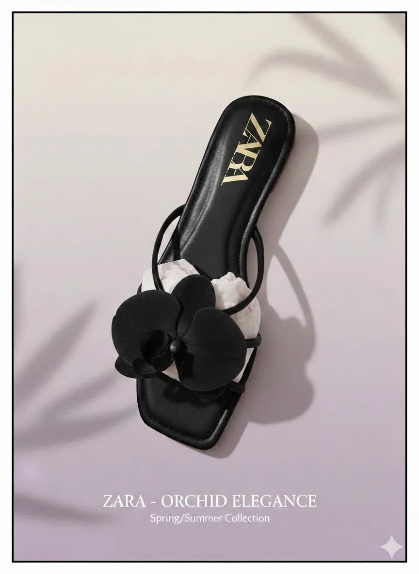 Women's Black Rexine Fancy Slippers Casual Size 6-11