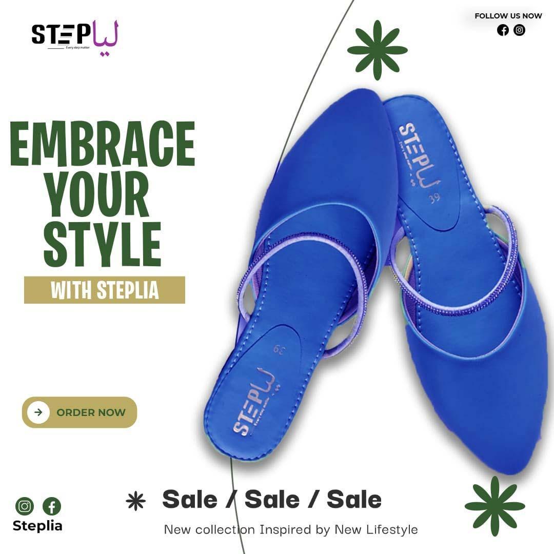 Women's Rexine Fancy Mules Blue Size 6-11