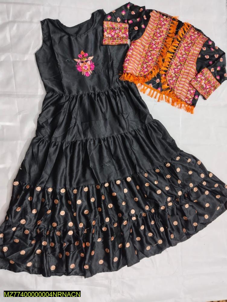 Shamoz Silk Eid Dress Set with Embroidery & Tassels