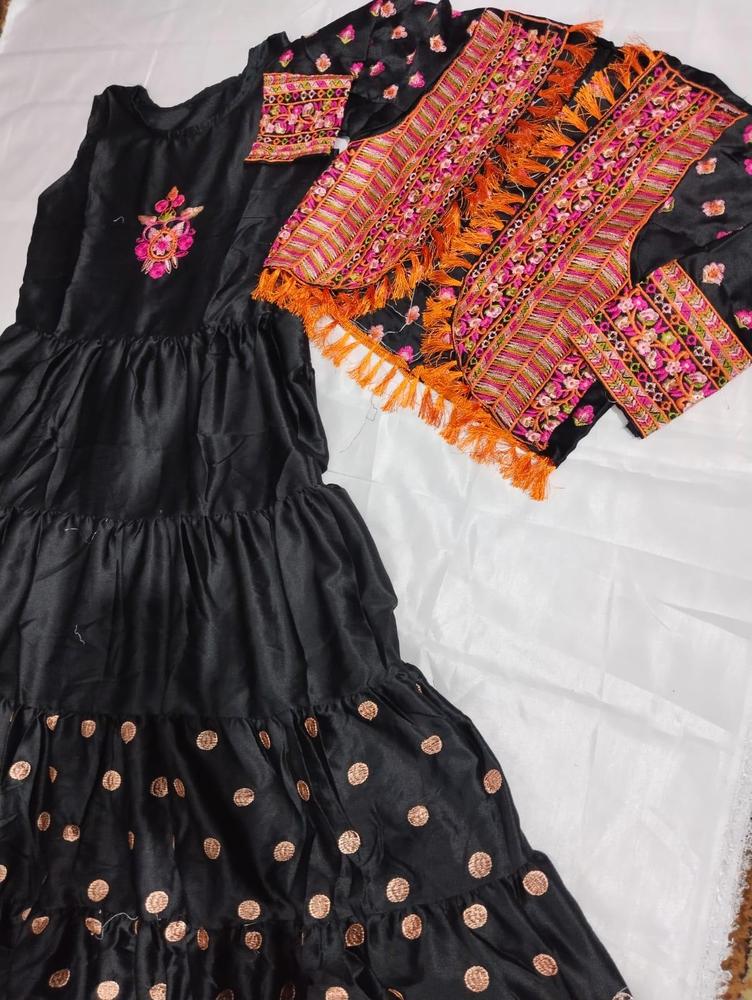 Shamoz Silk Eid Dress Set with Embroidery & Tassels